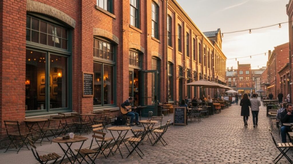 distillery district in toronto with historic brick buildings and cafes 20251118 114159 0000