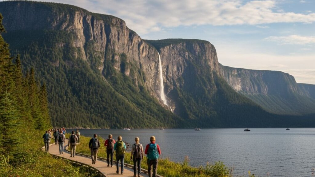 hikers at western brook pond in gros morne national park 20251112 224538 0000