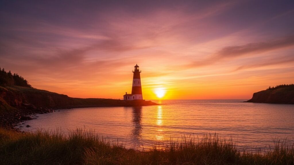 sunset behind the west point lighthouse on prince edward island 20251117 150933 0000