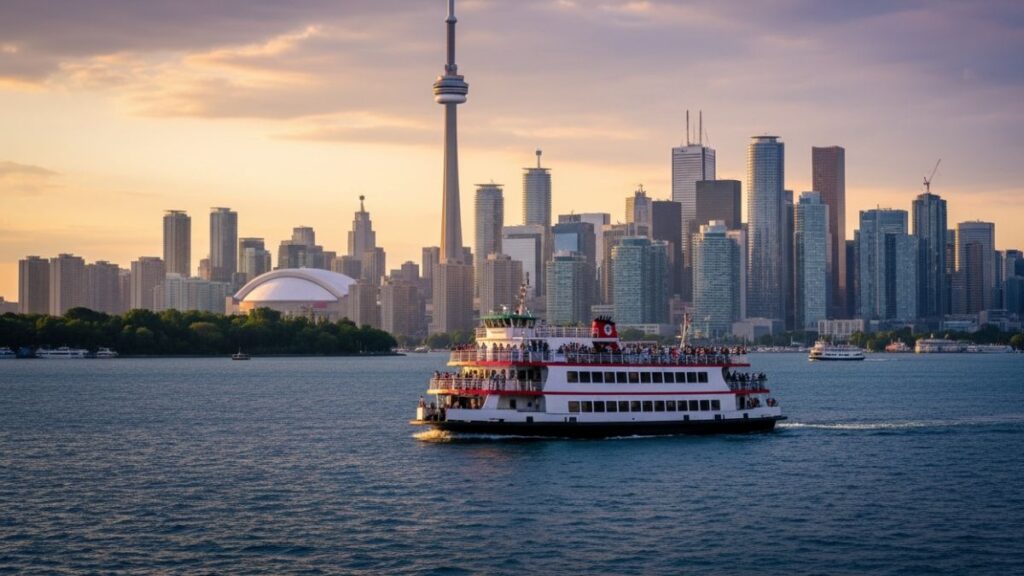 toronto islands ferry crossing lake ontario with the toronto skyline behind 20251118 114905 0000